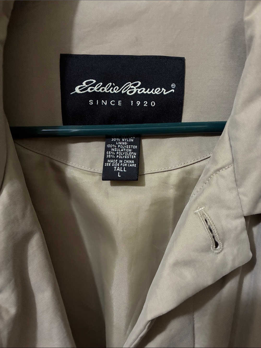 Vintage Eddie Bauer Light Beige Trench-Style Coat